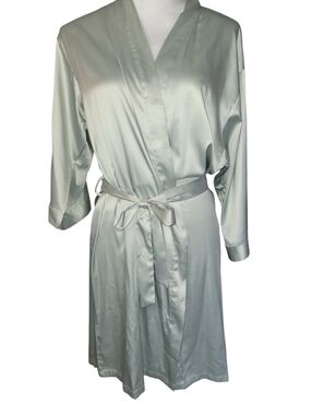 "Mother Of The Groom" Light Blue Satin Kimono with Gold Glitter Writing One Size